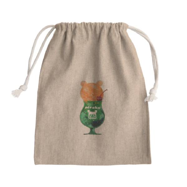 ニラ型クリームソーダの巾着袋